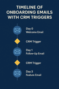 Timeline of onboarding emails Intent by Metrics Media digitla agency Auckland NZ